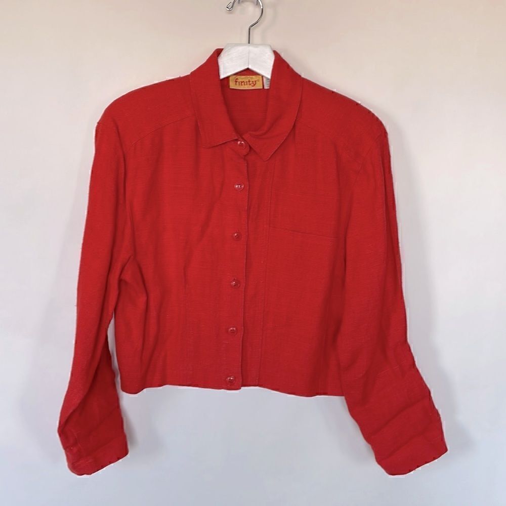 Vintage Linen Orange Shirt Jacket